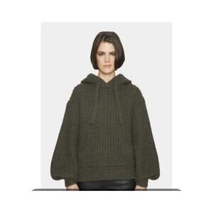 Rebecca‎ Minkoff Vica Knit Hoodie Military Green XS NWT $228 Wool Blend
